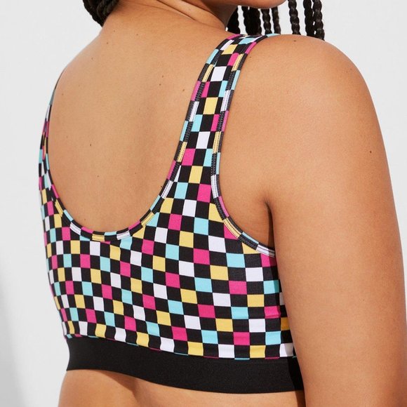 ❤️NWT VINTAGE TORRID SCOOP BRALETTE / SPORTS BRA - CHECKER PRINT - PLUS SIZE - Picture 3 of 9